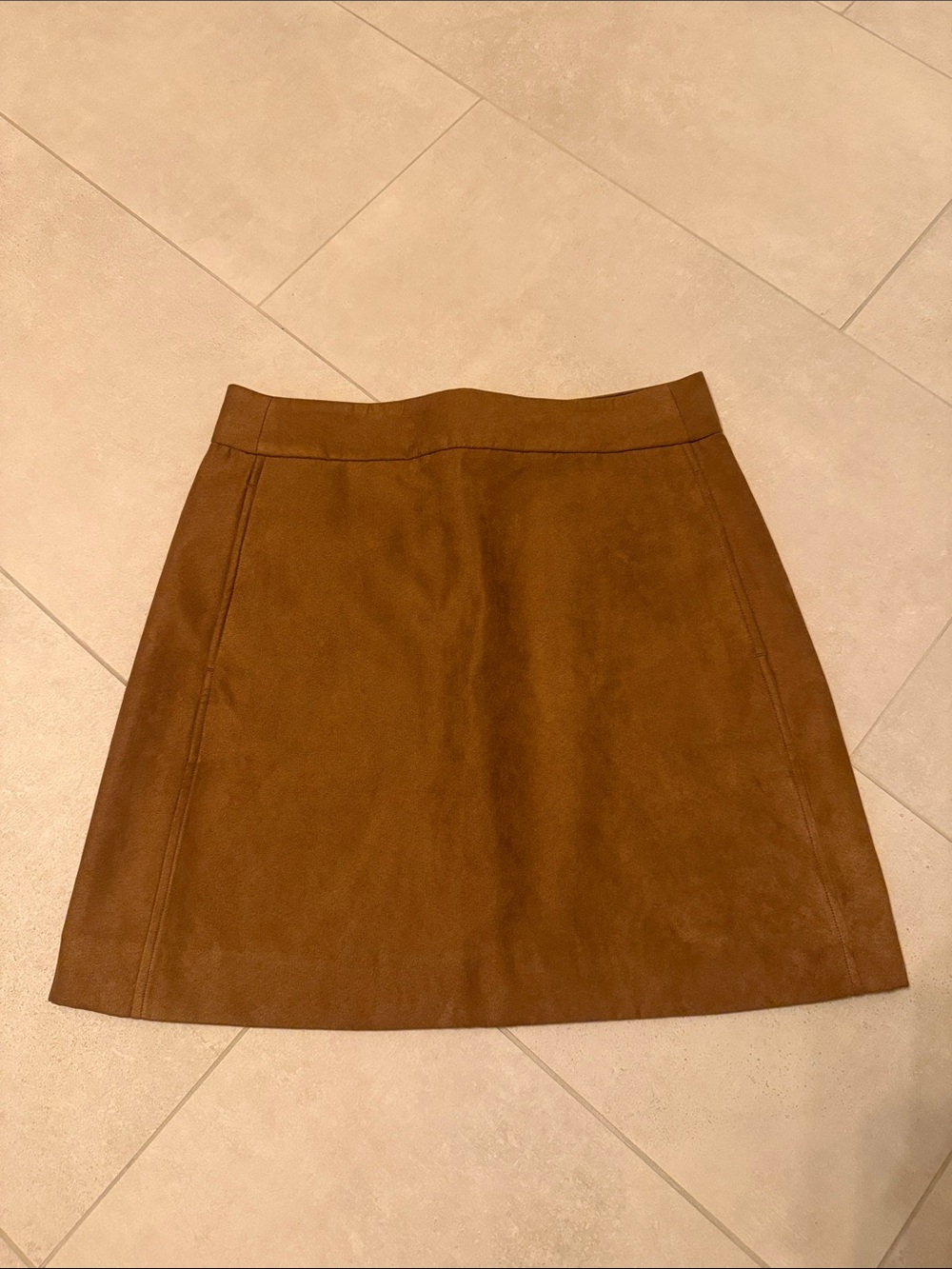 J. Crew Suede-Look A-Line Skirt in Warm Brown
